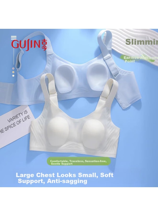 Gujin Rabbit Ear Cool Feeling Bra Women Summer Thin Large Chest Small Invisible Jelly Soft Support Ultra-thin Bra For Summer - Image 5