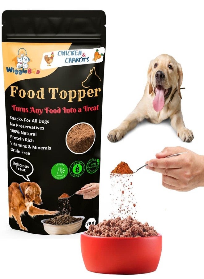 WiggleBoo Magical Dog Food Topper || Joy of Best Taste || Chicken & Carrot Flavour || Anti Oxident || Grain Free & Protein Rich || 70g - Image 1