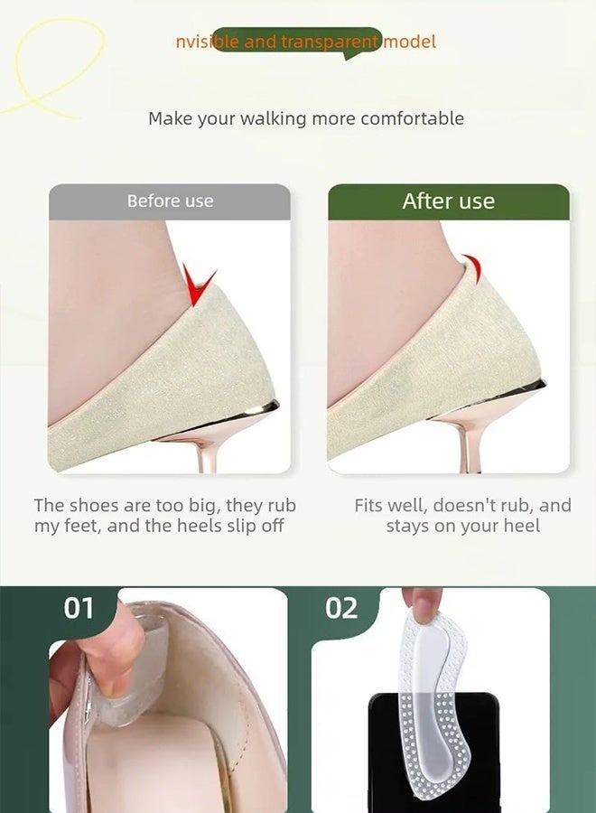 KANGLI 4 Pairs Heel Protector, Shoe Pad, Heel Pad for Blister Prevention, Invisible Silicone Heel Cushion, Transparent Inserts for Loose Shoes and High Heels - Image 4