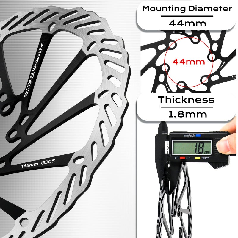 BUCKLOS 2PC Bike Brake Rotors 140mm 160mm 180mm 203mm, MTB Stainless Steel Bicycle Disc Rotors with 12 Bolts for Mountain Road Bike/Ebike/BMX - Image 3