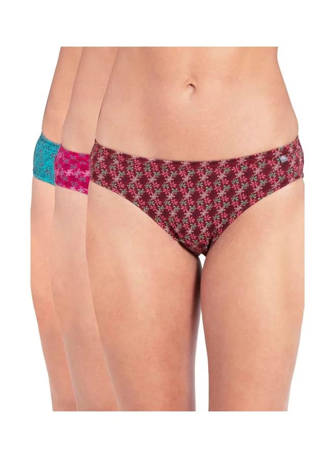 جوكي Jockey 1410 Women Medium Coverage Super Combed Cotton Mid Waist Bikini with Concealed Waistband Pack of 3