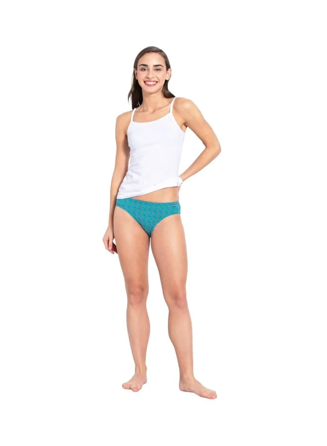 Jockey Dark Prints 1410 Women Medium Coverage Super Combed Cotton Mid Waist Bikini with Concealed Waistband Pack of 3 for Women | Best Price UAE