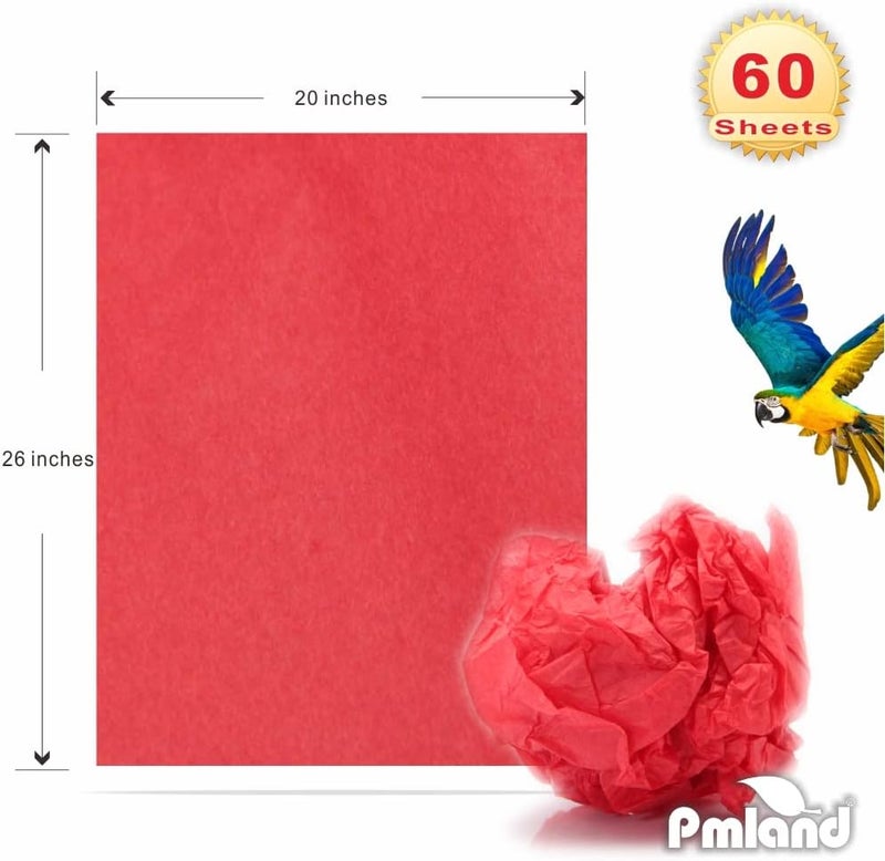 PMLAND Gift Wrapping Tissue Paper - Red Color - 20 Inches x 26 Inches 60 Sheets - Image 4