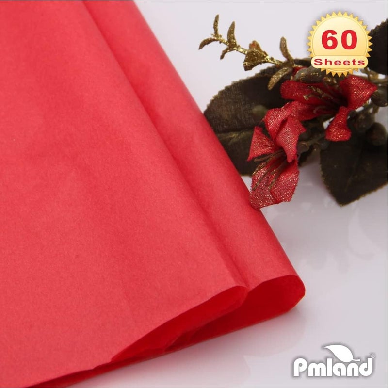 PMLAND Gift Wrapping Tissue Paper - Red Color - 20 Inches x 26 Inches 60 Sheets - Image 2