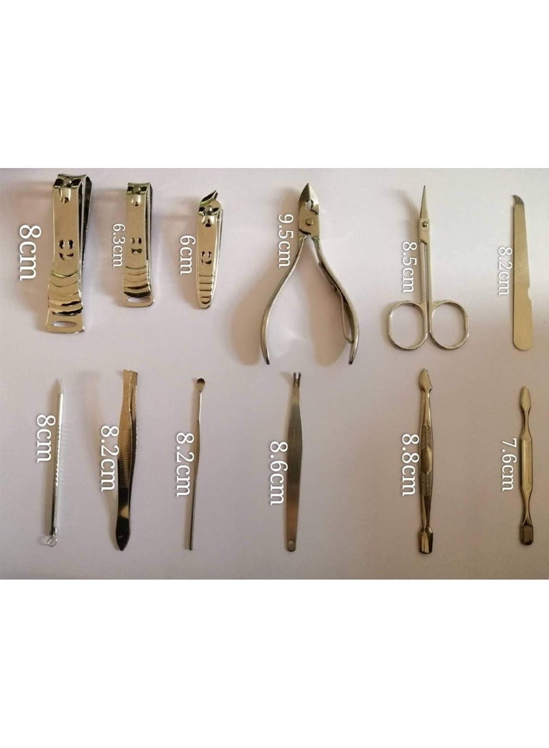 Bukela Manicure Set,Arabest Professional Stainless Steel Personal Manicure Kit,12 in 1 silver Nail Care Tools for Men and Women Gift with Case - Image 2