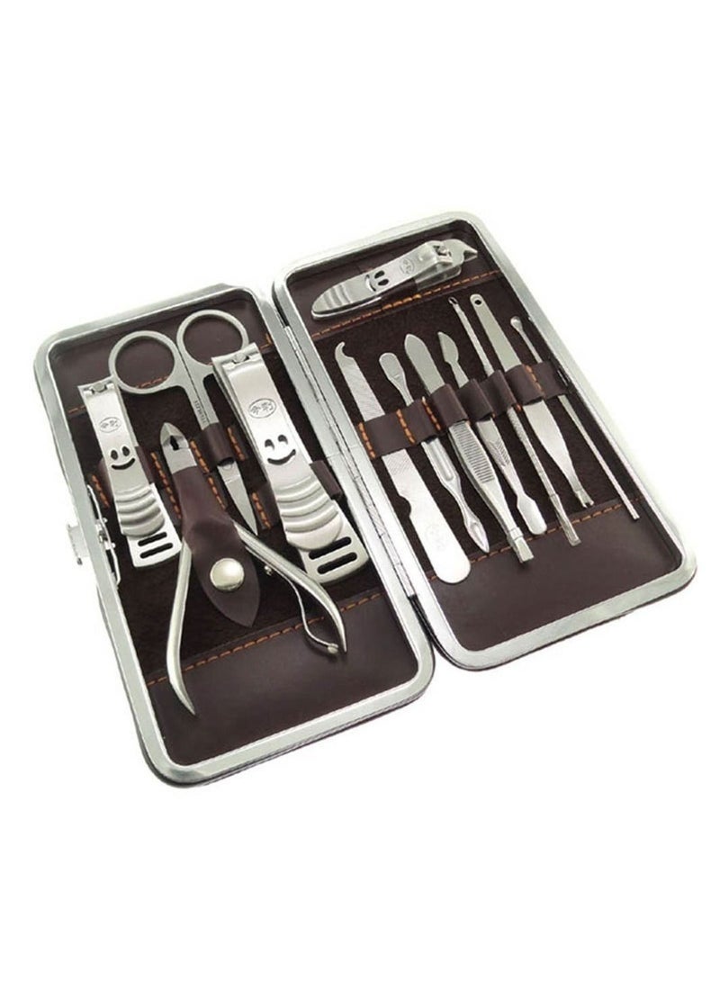 Bukela Manicure Set,Arabest Professional Stainless Steel Personal Manicure Kit,12 in 1 silver Nail Care Tools for Men and Women Gift with Case - Image 1