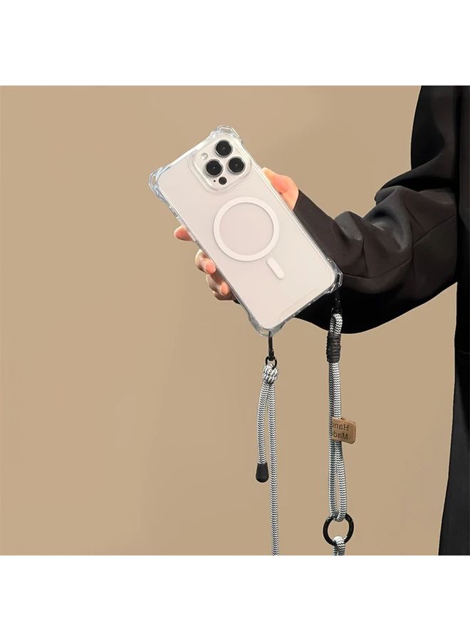 حافظة هاتف شفافة وواضحة مع حبل كتف متقاطع لهاتف iPhone 12 Pro، غطاء للرقبة مانع للفقدان - Image 4