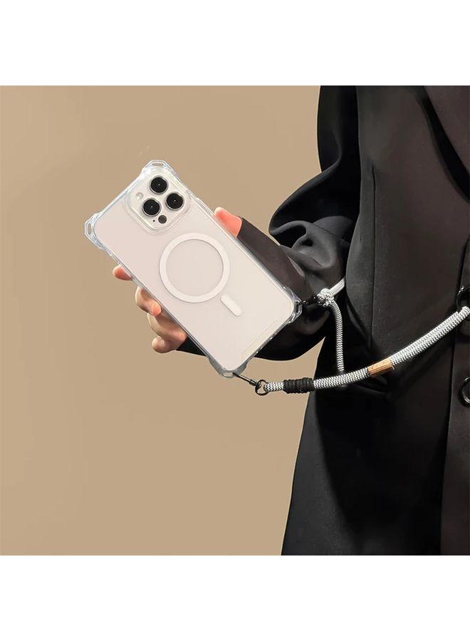 حافظة هاتف شفافة وواضحة مع حبل كتف متقاطع لهاتف iPhone 12 Pro، غطاء للرقبة مانع للفقدان - Image 5