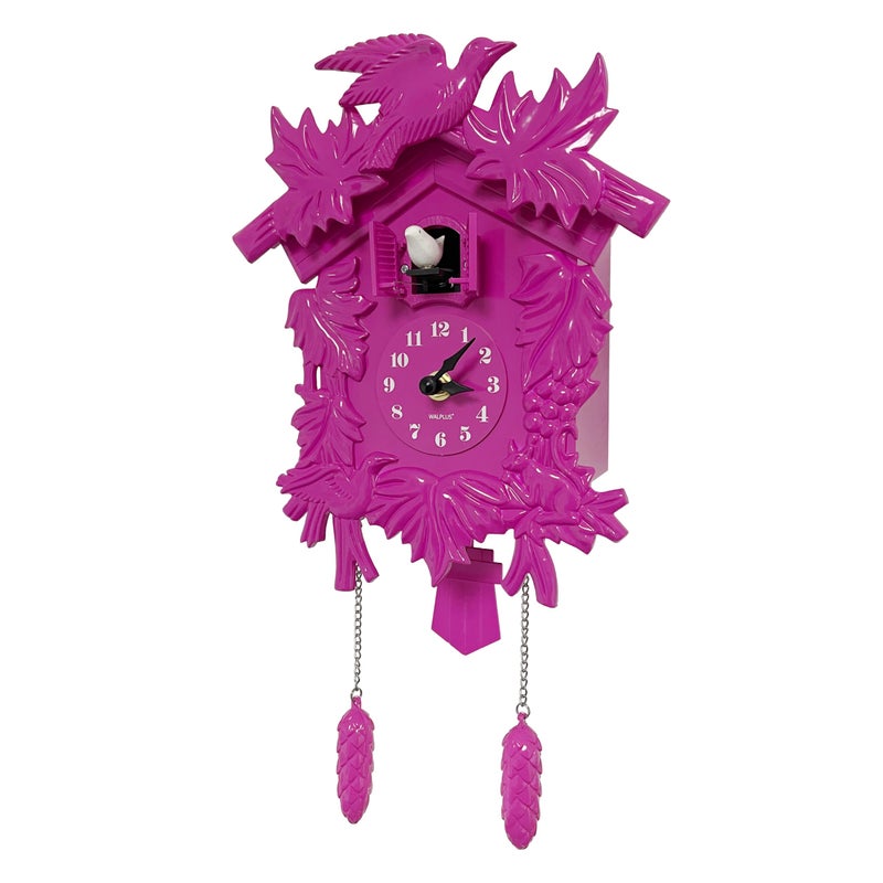 Walplus 20x37 cm Cuckoo Clock Wall Home Decoration DIY Living Bedroom Office Décor Plastic Kids Room Gift, Pink - Image 1