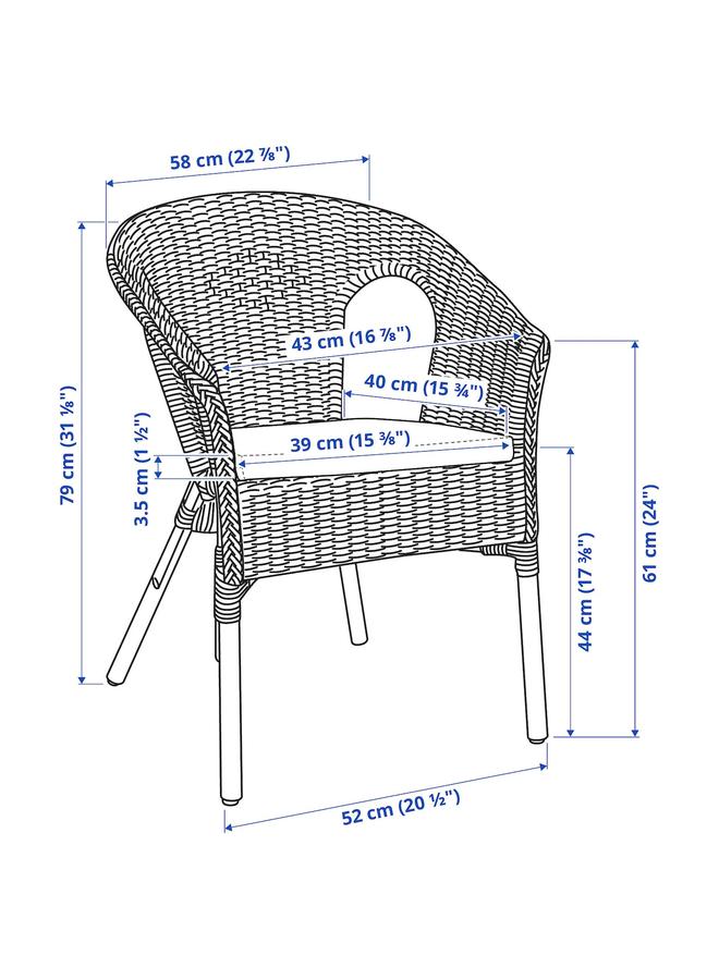 erorex Armchair With Cushion, Rattan/Norna Natural - Image 5