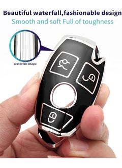 KENSUO Mercedes Benz Key Fob Cover with Leather Lanyard, Car Key Case Shell Protection for Mercedes Benz C E S M CLS CLK G Class Smart Remote Control,Black  - Image 5