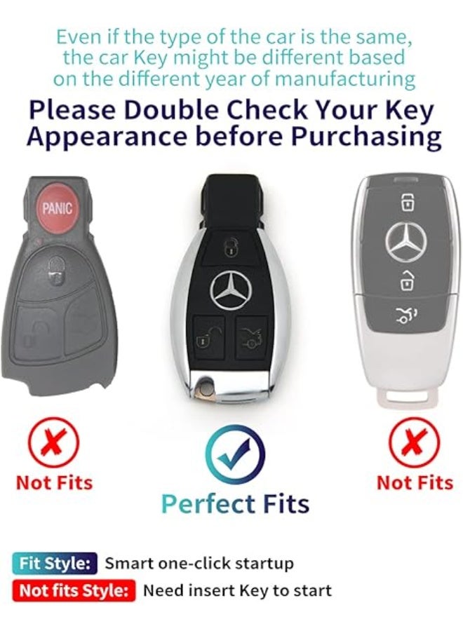 KENSUO Mercedes Benz Key Fob Cover with Leather Lanyard, Car Key Case Shell Protection for Mercedes Benz C E S M CLS CLK G Class Smart Remote Control,Black - Image 4
