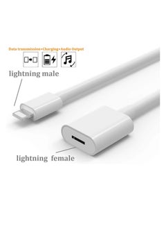 KASTWAVE Charger Extension Cable, for iPhone/iPad, Extender Dock Cable for Male to Female Cable Extension Adapter Pass Video, Data, Audio(6.6FT/1M*2 White)  - Image 2