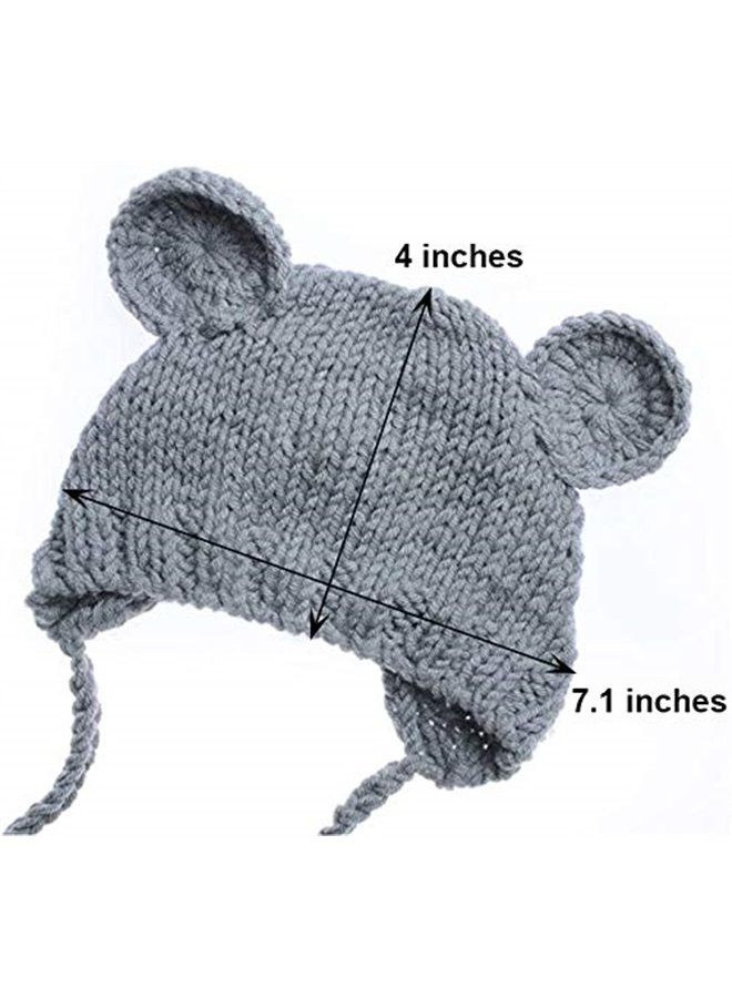 ECYC Newborn Baby Bear Hat Beanie with Bear Dolls Photography Accessories Grey  - Image 3