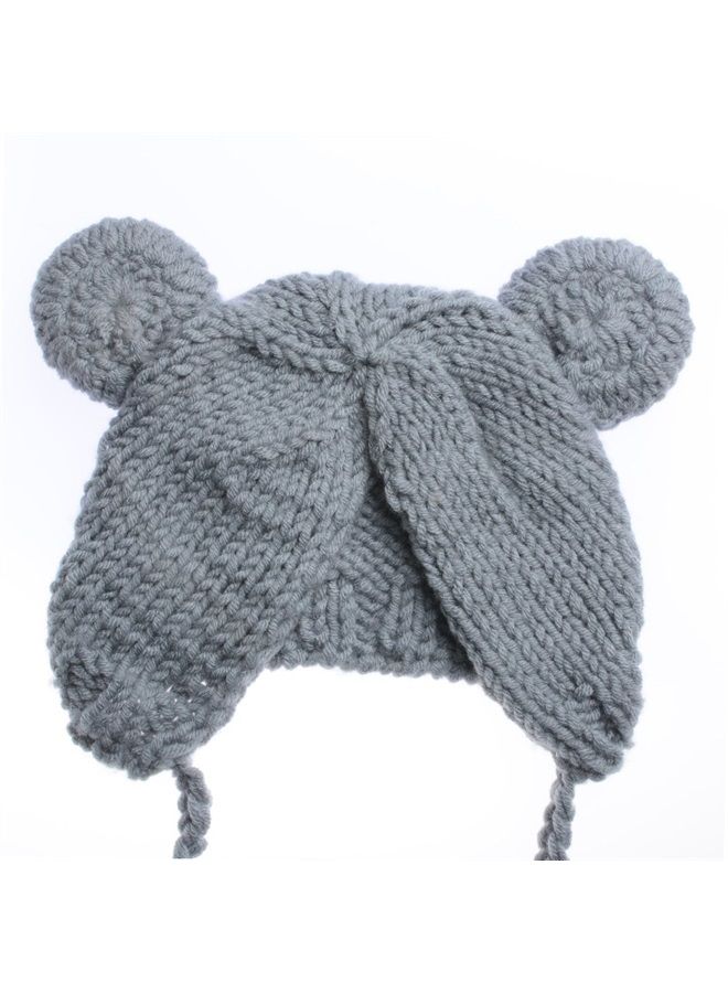 ECYC Newborn Baby Bear Hat Beanie with Bear Dolls Photography Accessories Grey  - Image 4
