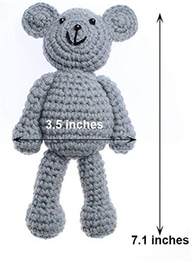 ECYC Newborn Baby Bear Hat Beanie with Bear Dolls Photography Accessories Grey  - Image 2