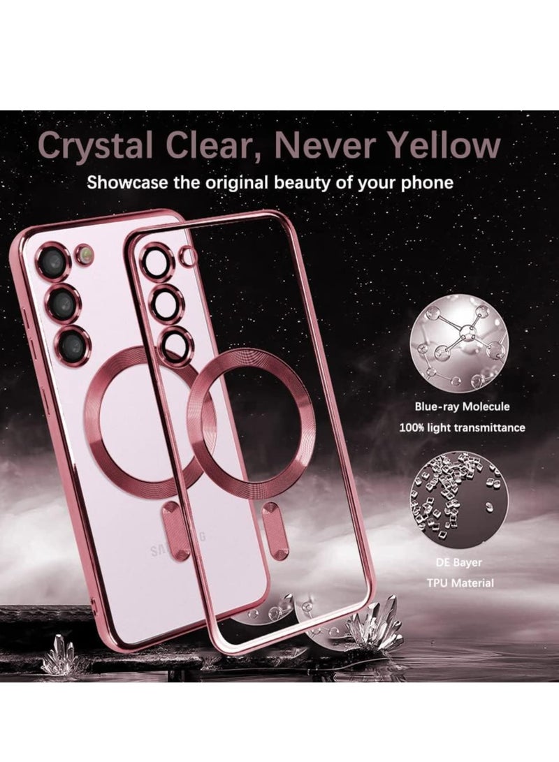 MIGOFAST Magnetic Clear Case for Samsung Galaxy S24 Plus with Camera Lens Protector Magsafe Compatible Electroplated Soft TPU Shockproof Case for Galaxy S24 Plus Rose Pink - Image 4
