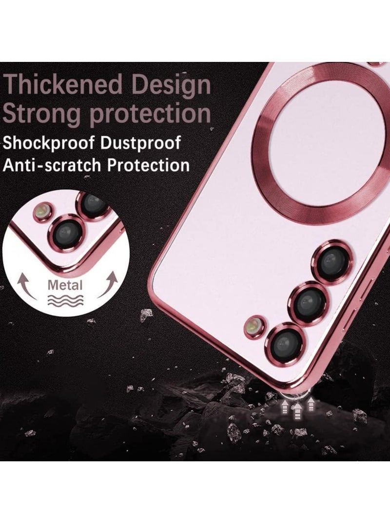 MIGOFAST Magnetic Clear Case for Samsung Galaxy S24 Plus with Camera Lens Protector Magsafe Compatible Electroplated Soft TPU Shockproof Case for Galaxy S24 Plus Rose Pink - Image 5