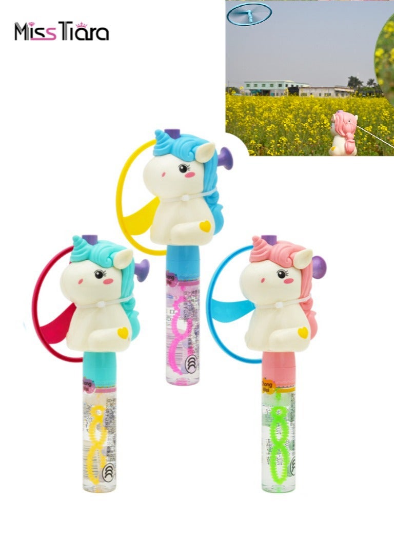 MissTiara 6 Pcs T-rex and Unicorn Flying Saucer Bubble Wand Bubble Water Toy Party Favors for Kids Bubble Wands Toy, Party Favors, Goodie Bags Fillers, Birthday Day Gifts and Prize - Image 5
