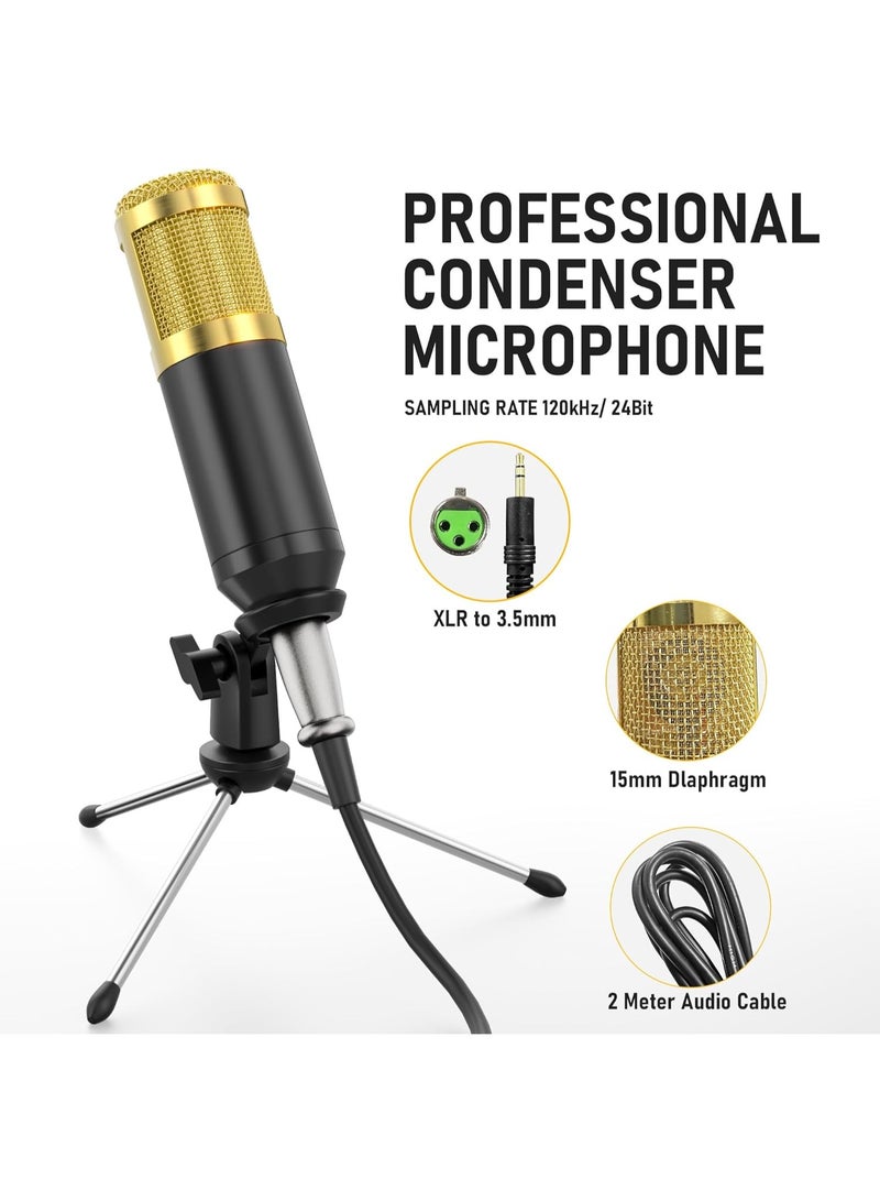 كيلا حزمة معدات البودكاست، واجهة صوتية وميكروفون مكثف BM800 مع حامل ثلاثي القوائم، حزمة استوديو تسجيل احترافي للبث المباشر والبث والتسجيل ويوتيوب وتيك توك - Image 3