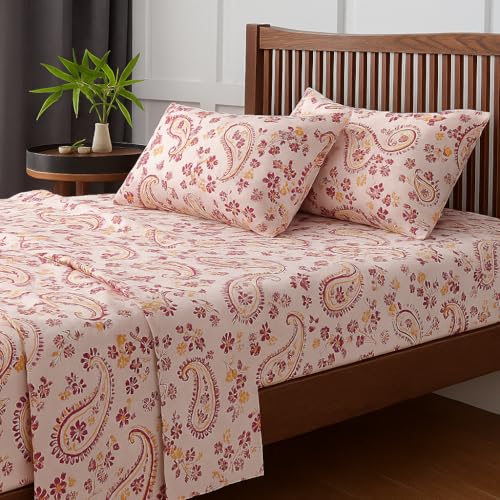 Bhoomi Impex King Bed Bedsheet with Pillow Covers -Soft & Breathable Fabric -Paisley Pink Printed Bedsheet for Bedroom Décor - Image 2