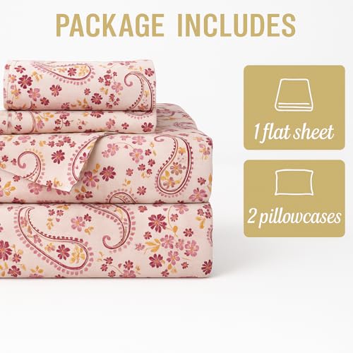 Bhoomi Impex King Bed Bedsheet with Pillow Covers -Soft & Breathable Fabric -Paisley Pink Printed Bedsheet for Bedroom Décor - Image 4