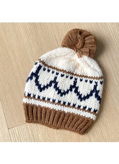 Generic Childrens New Cable Knit Wool Cap Boys Girls Fall Winter Fashionable Versatile Warm Windproof Ear Protection Pullover Hat Wine red  - Image 3