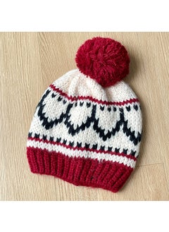 Generic Childrens New Cable Knit Wool Cap Boys Girls Fall Winter Fashionable Versatile Warm Windproof Ear Protection Pullover Hat Wine red  - Image 1