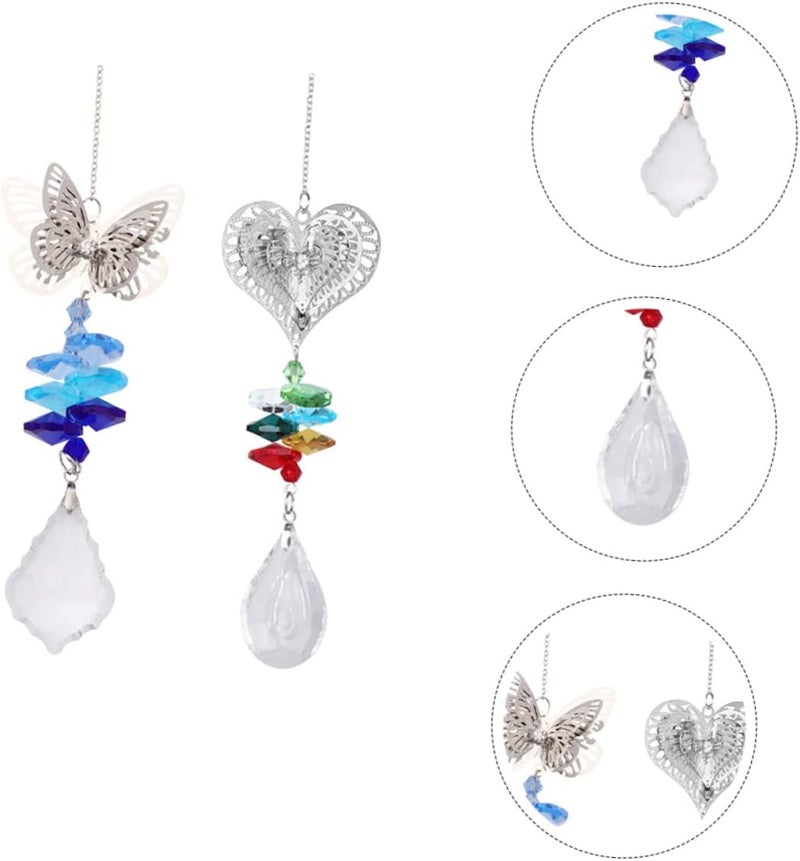 klarako 2pcs Crystals Clear Glass Prism Suncatchers Pendants Chain for Ball Window Ornament Garden Hanging Prisms Lamp Chandelier Office Home with Pendant Car Decor Crystal Suncatcher - Image 2