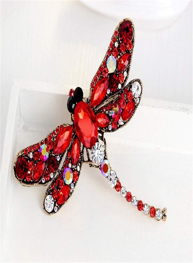 Bestdays Elegant Dragonfly Bird Brooch Pin Crystal Rhinestone Animal Party Jewelry (red) - Image 2