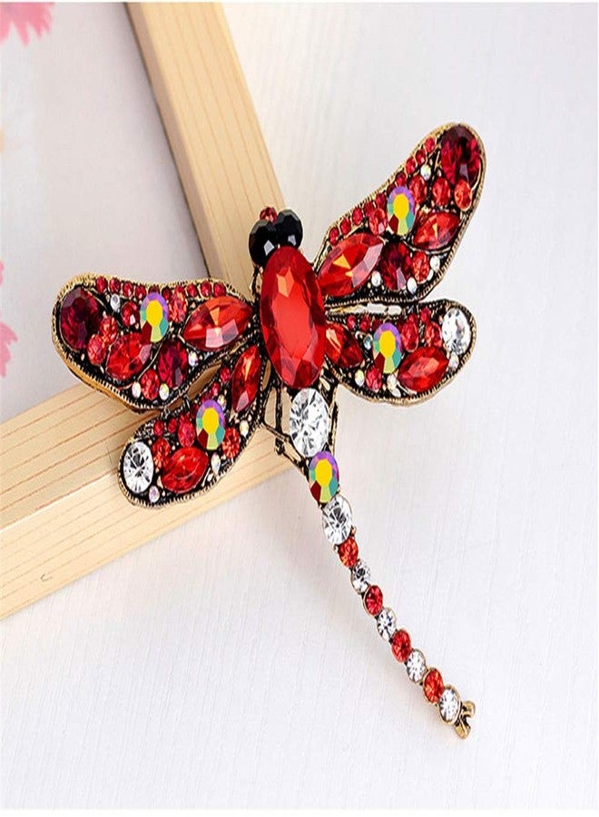 Bestdays Elegant Dragonfly Bird Brooch Pin Crystal Rhinestone Animal Party Jewelry (red) - Image 3