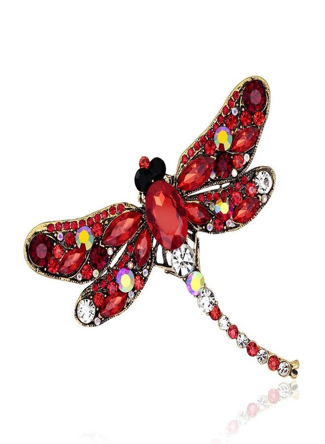 Bestdays Elegant Dragonfly Bird Brooch Pin Crystal Rhinestone Animal Party Jewelry (red) - Image 1