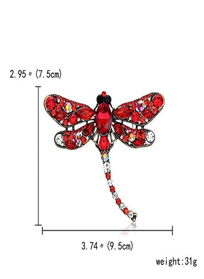 Bestdays Elegant Dragonfly Bird Brooch Pin Crystal Rhinestone Animal Party Jewelry (red) - Image 5