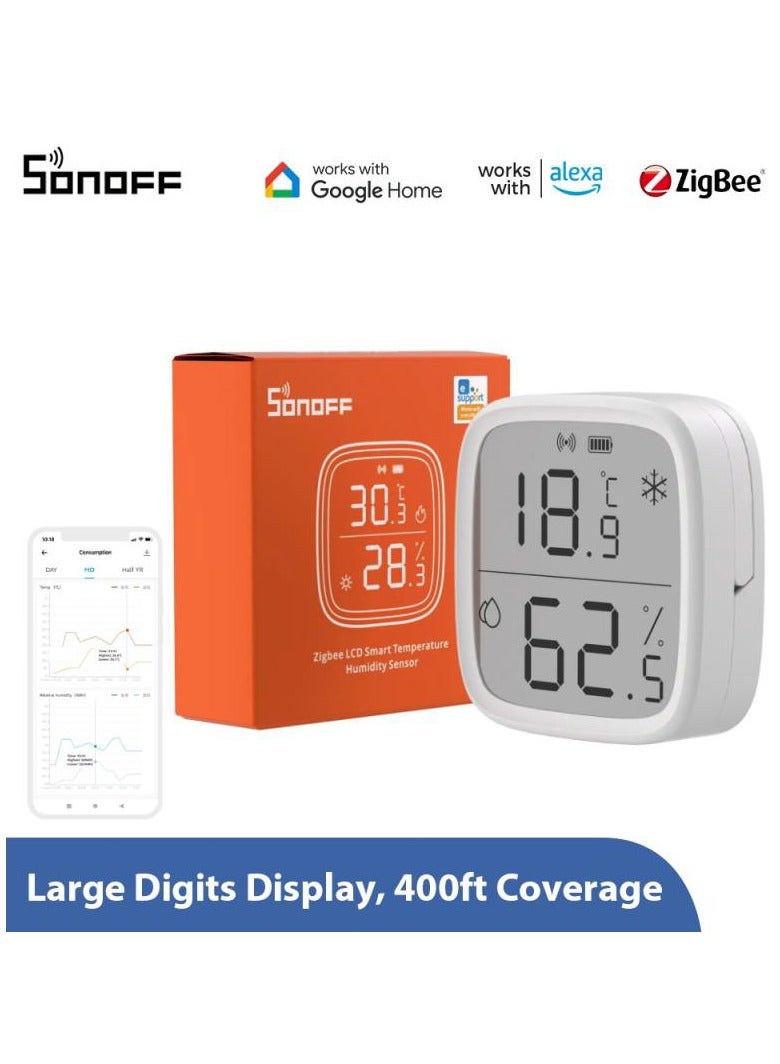 SONOFF Zigbee Indoor Temperature Humidity Sensor, SNZB-02D LCD Wireless Smart Thermometer Hygrometer, Compatible with Alexa & Google Home for Remote Monitoring and Home Automation  - Image 1