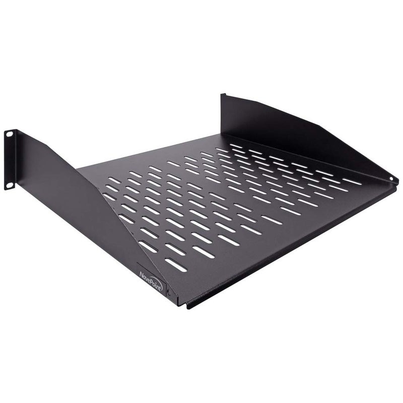 NavePoint 2U 19-Inch Universal Vented Rack Mount Cantilever Server Cabinet Shelf 14-Inches Deep Black - Image 1