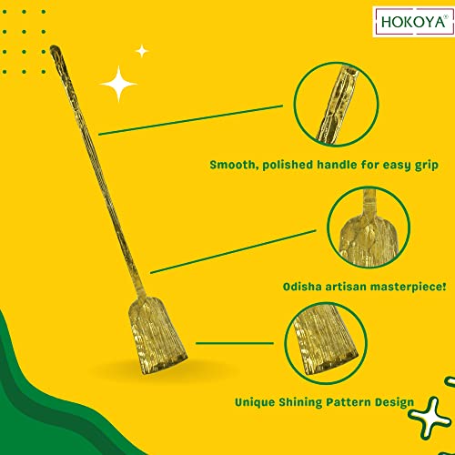 HOKOYA® Handcrafted Brass Spatula for Cooking | Smooth Polished Handle for Easy Grip | Traditional Indian Utensil for Eco-Friendly and Sustainable Kitchen - Image 3