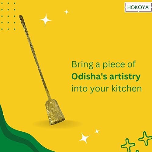 HOKOYA® Handcrafted Brass Spatula for Cooking | Smooth Polished Handle for Easy Grip | Traditional Indian Utensil for Eco-Friendly and Sustainable Kitchen - Image 5