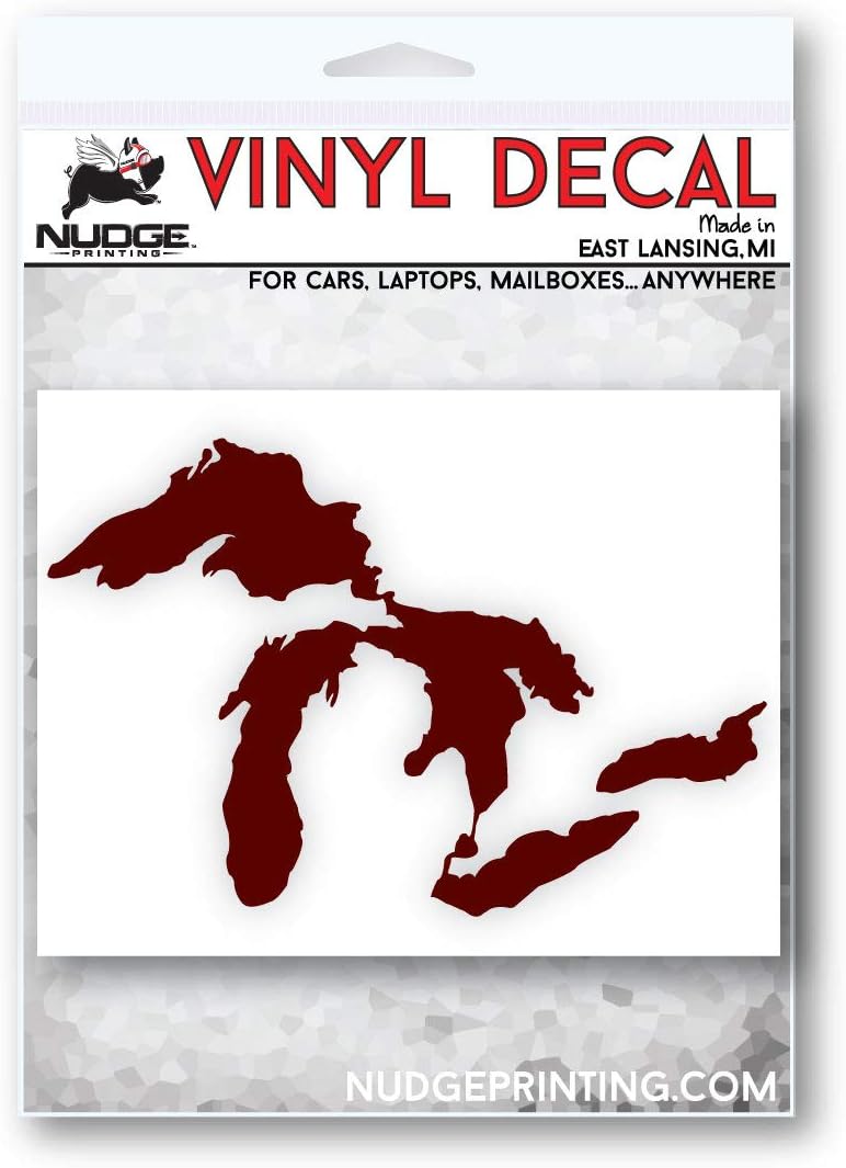 Nudge Printing Great Lakes Sticker Michigan Car Decal Premium Heavy-Duty Waterproof Vinyl for Bumpers, Windows, Laptops, Water Bottles or Coolers (Maroon, 4.74" Wide) - Image 3