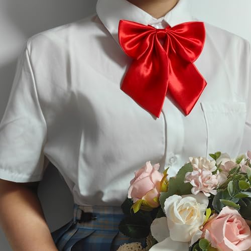SYAYA Bow Tie for Women & Teen Girls, Ladies Elegant Satin Bowtie for School Uniforms Graduation or T-shirt Accessory W-B1 (Red) - Image 4
