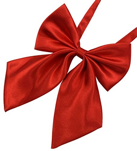 SYAYA Bow Tie for Women & Teen Girls, Ladies Elegant Satin Bowtie for School Uniforms Graduation or T-shirt Accessory W-B1 (Red) - Image 2