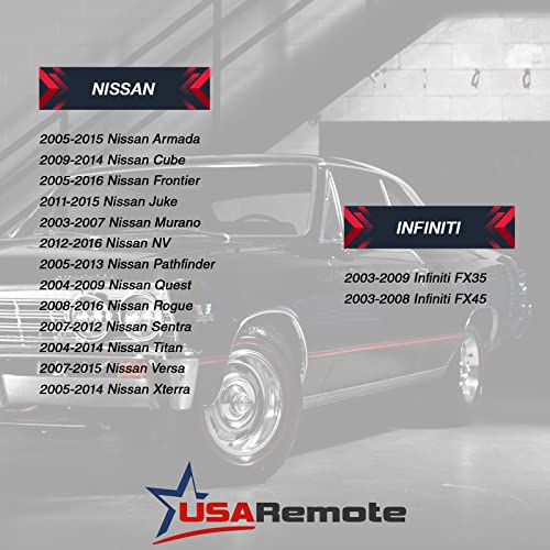 USARemote جهاز تحكم عن بعد بدون مفتاح يناسب نيسان روج وكيوبي وجوك وفيرسا NV 2008 2009 2010 2011 2012 2013 2014 (CWTWB1U751) - Image 4