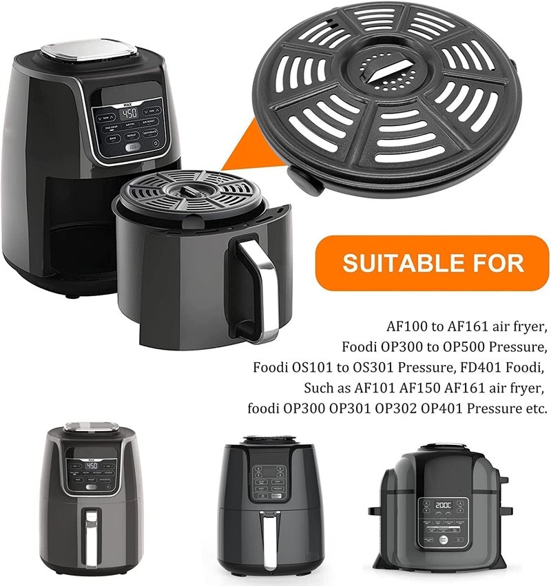 GXF Air Fryer Grill Pan for Ninja 4 QT AF101 5.5 Quart AF161 Max XL AF150 XL Air Fryers, 8.2 IN Non-Stick Round Grill Plate Tray Accessories Replacement Parts with Rubber Bumpers, Dishwasher Safe - Image 3