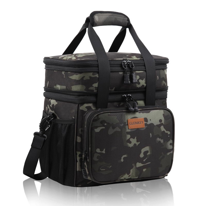 GLENKEY Expandable Large Insulated Lunch Box, Heavy Duty Lunch Cooler Bag Durable Leakproof Lunch Pail for Men Women Adults Work Shift Outdoor Picnic Camping Road Trip, 24 Can, Black-Camo, GLENKEY - Image 1