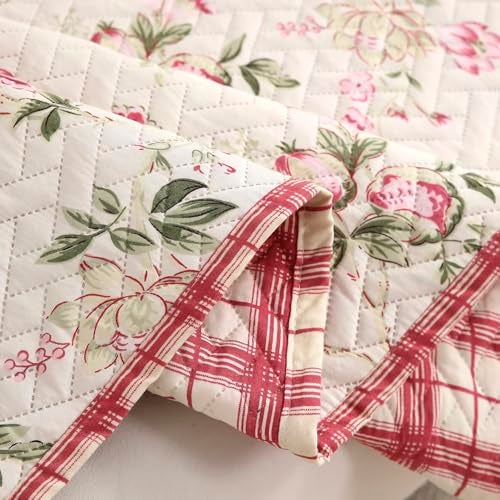 HOKIPO 'HomeHues Series' 1 Pc Printed Quilted Sofa Back Cover, Beige Peonies (IN-898-L-D3) - Image 4