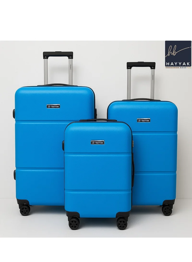 HAYYAK HYK-02 Set of 3 Luggage| ABS Hardside Trolley| Cabin-20 Inch, Medium-24 Inch, Large-28 Inch| Blue