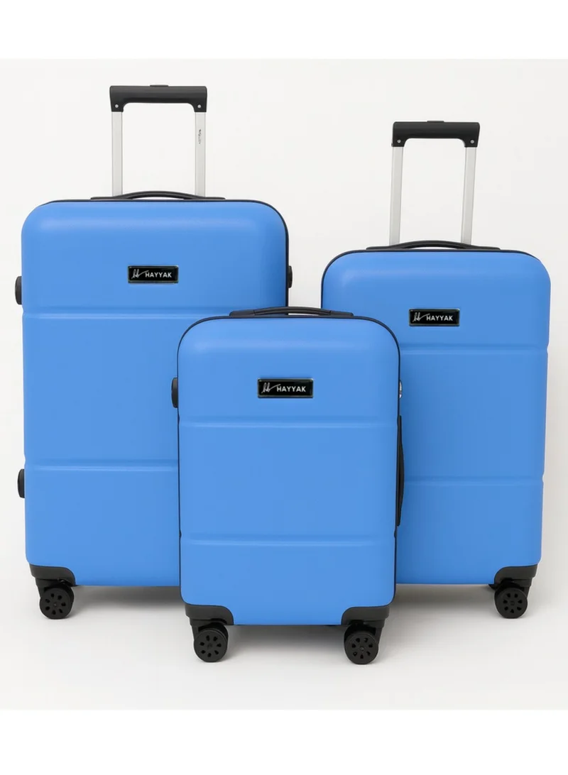 HAYYAK HYK-02 Set of 3 Luggage| ABS Hardside Trolley| Cabin-20 Inch, Medium-24 Inch, Large-28 Inch| Blue