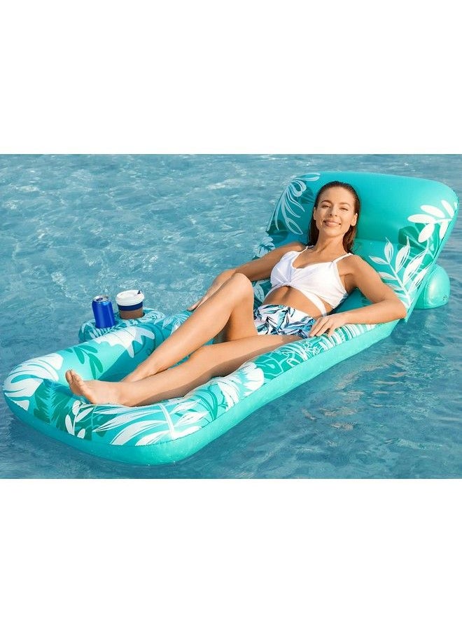 Jasonwell - Inflatable Pool Float Adult Pool Floaties Lounger Floats Rafts Floating Chair W Adjustable Backrest Cup Holders Water Floaty Pool Lake Lounge Tanning Float Beach Party Toys Adults Kids - Image 1