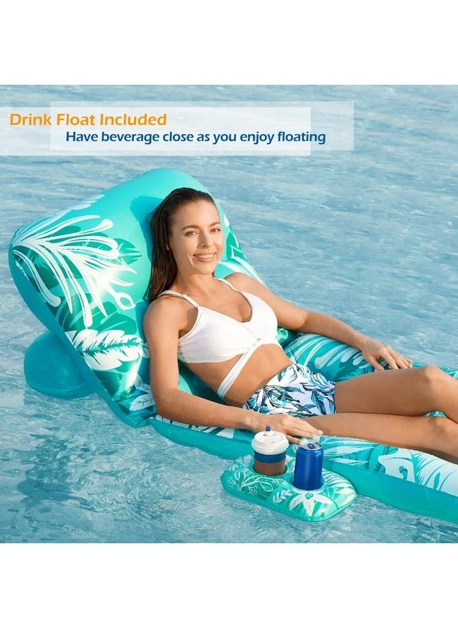 Jasonwell - Inflatable Pool Float Adult Pool Floaties Lounger Floats Rafts Floating Chair W Adjustable Backrest Cup Holders Water Floaty Pool Lake Lounge Tanning Float Beach Party Toys Adults Kids - Image 1