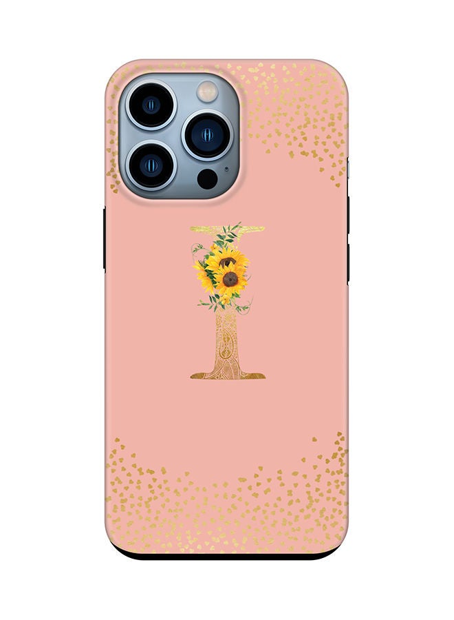 Stylizedd Monogram Tough Cover for Apple iPhone 13 Pro Case Custom Initials Letter Floral Mandala Pattern Tough Pro Dual Layer hybrid PC inner TPU protection Alphabet- I (Rose Pink) - Image 1