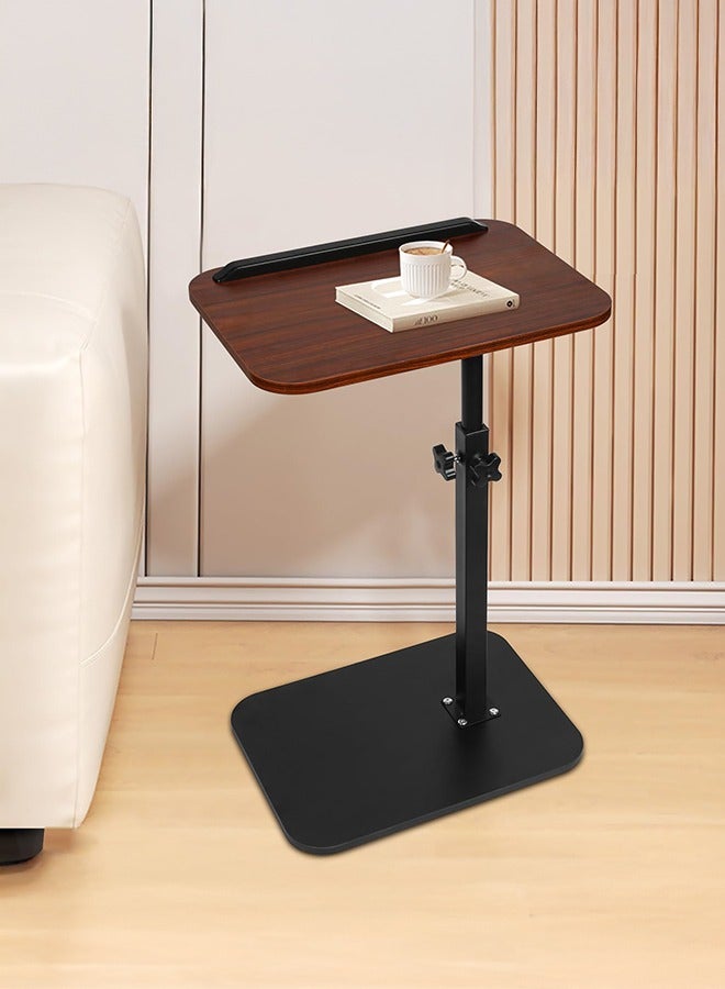 XiuWoo Adjustable Height C Shaped Side Table,Wooden Couch Side Table with 360° Swivel Top with Detachable Baffle, Modern Minimalist end Table with Tiltable Tray for for Small Spaces Bed Under,TV Dinner,Bathtub Side,Brown - Image 1